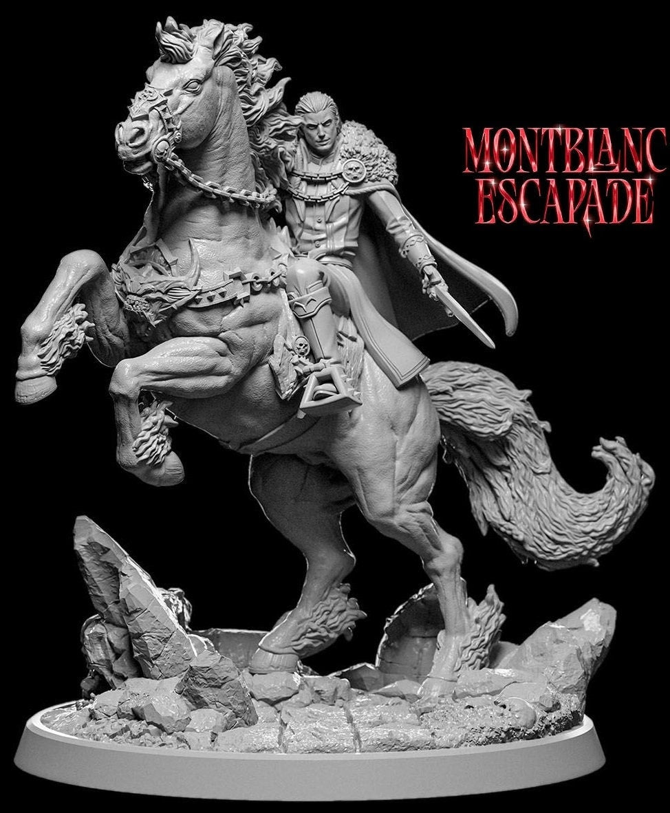 Vyesant - Vampire Lord Mounted | UNPAINTED | Tabletop Scale | TTRPG D&D Miniature | DnD
