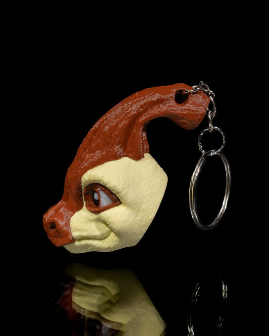 Articulated Parasaurolophus Head Keychain