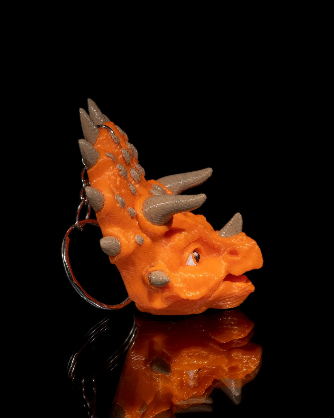 Articulated Triceratops Head Keychain